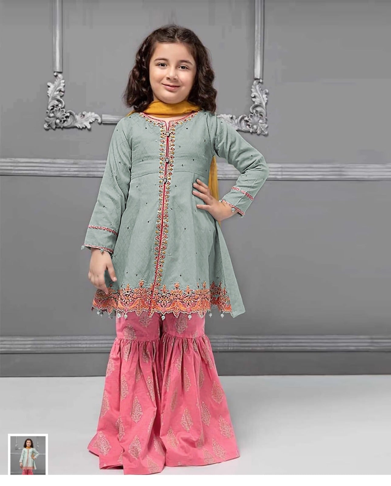 Kids 2-Piece Unstitched Embroidered Lawn Suit