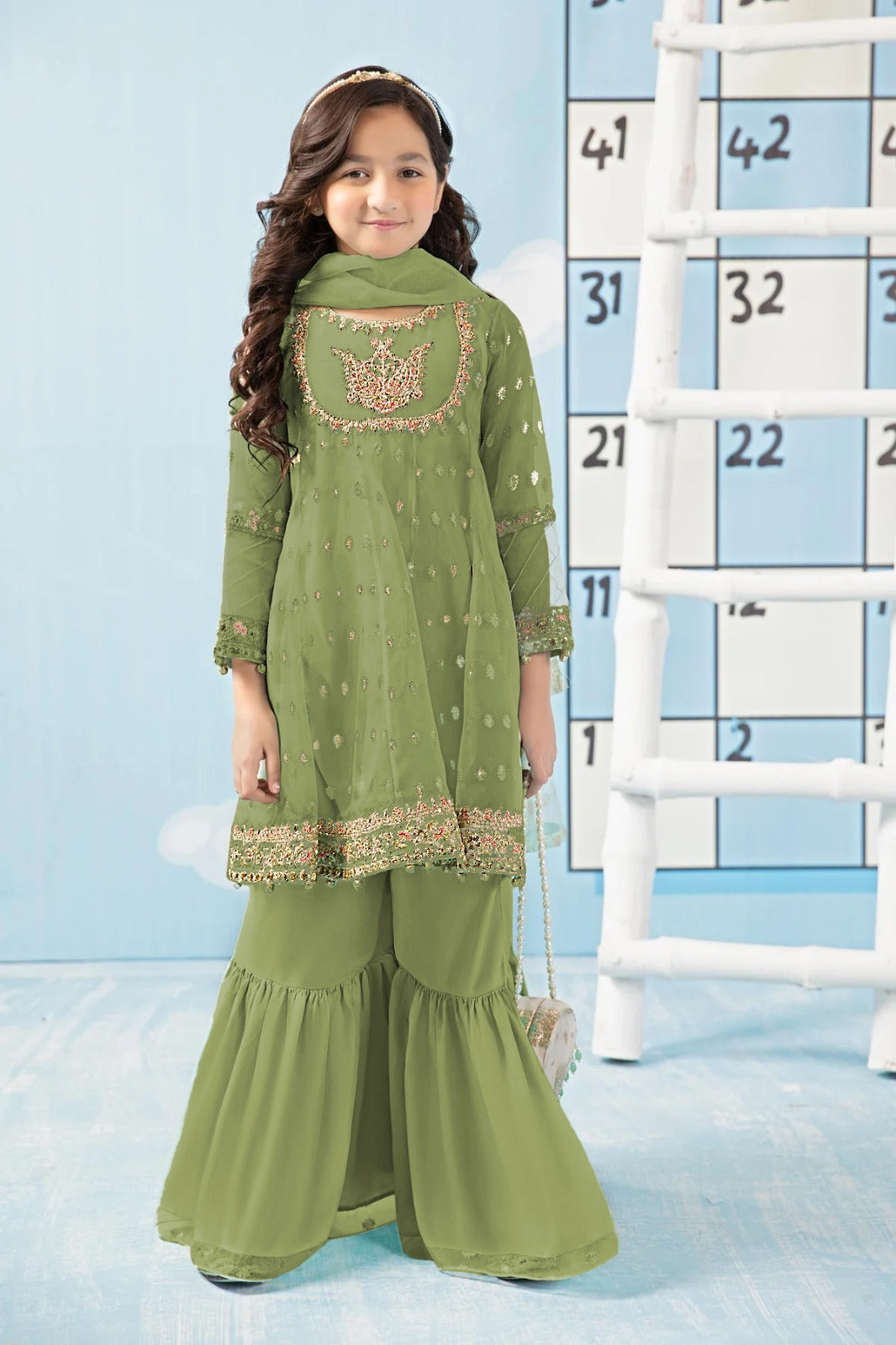 Kids 2-Piece Unstitched Embroidered Lawn Suit