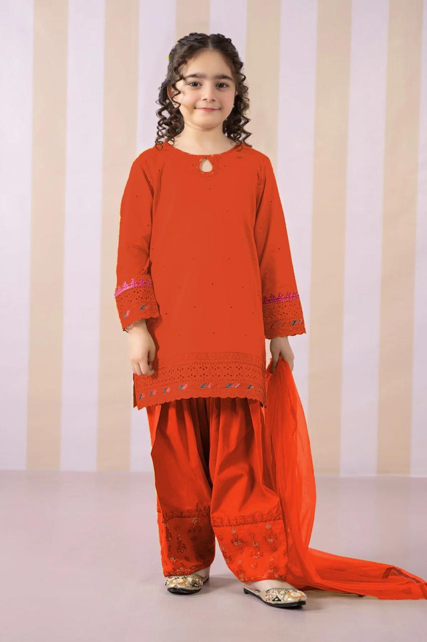 Kids 2-Piece Unstitched Embroidered Lawn Suit