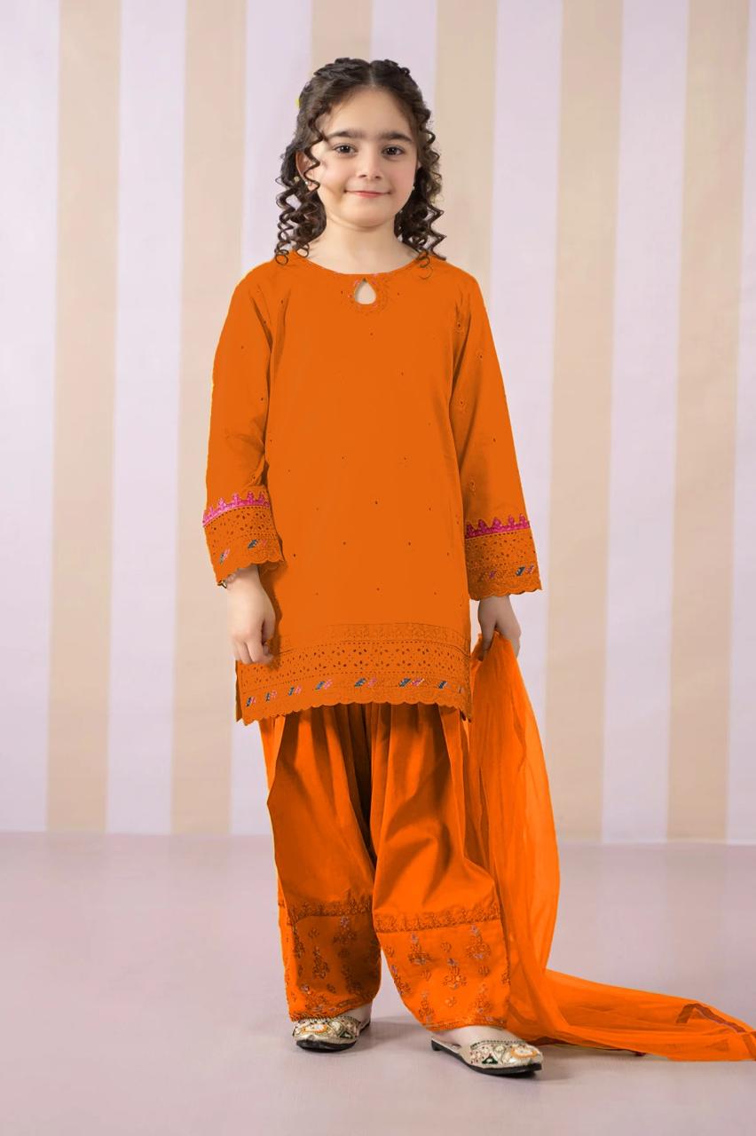 Kids 2-Piece Unstitched Embroidered Lawn Suit