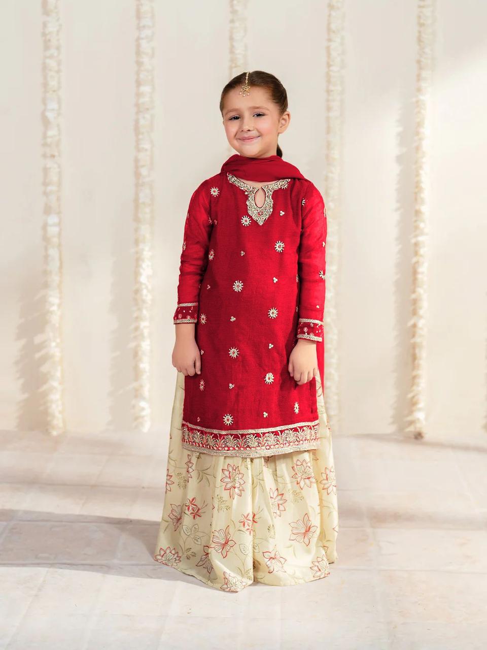 Kids 2-Piece Unstitched Embroidered Lawn Suit