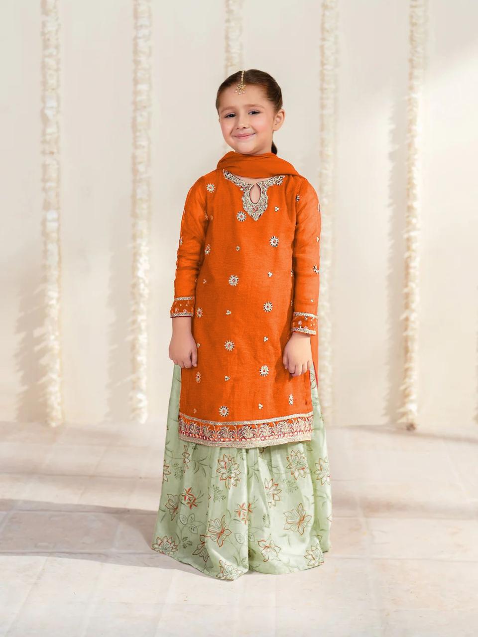 Kids 2-Piece Unstitched Embroidered Lawn Suit