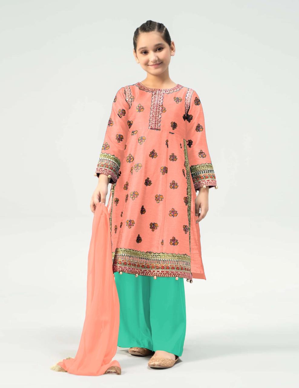 Kids 2-Piece Unstitched Embroidered Lawn Suit