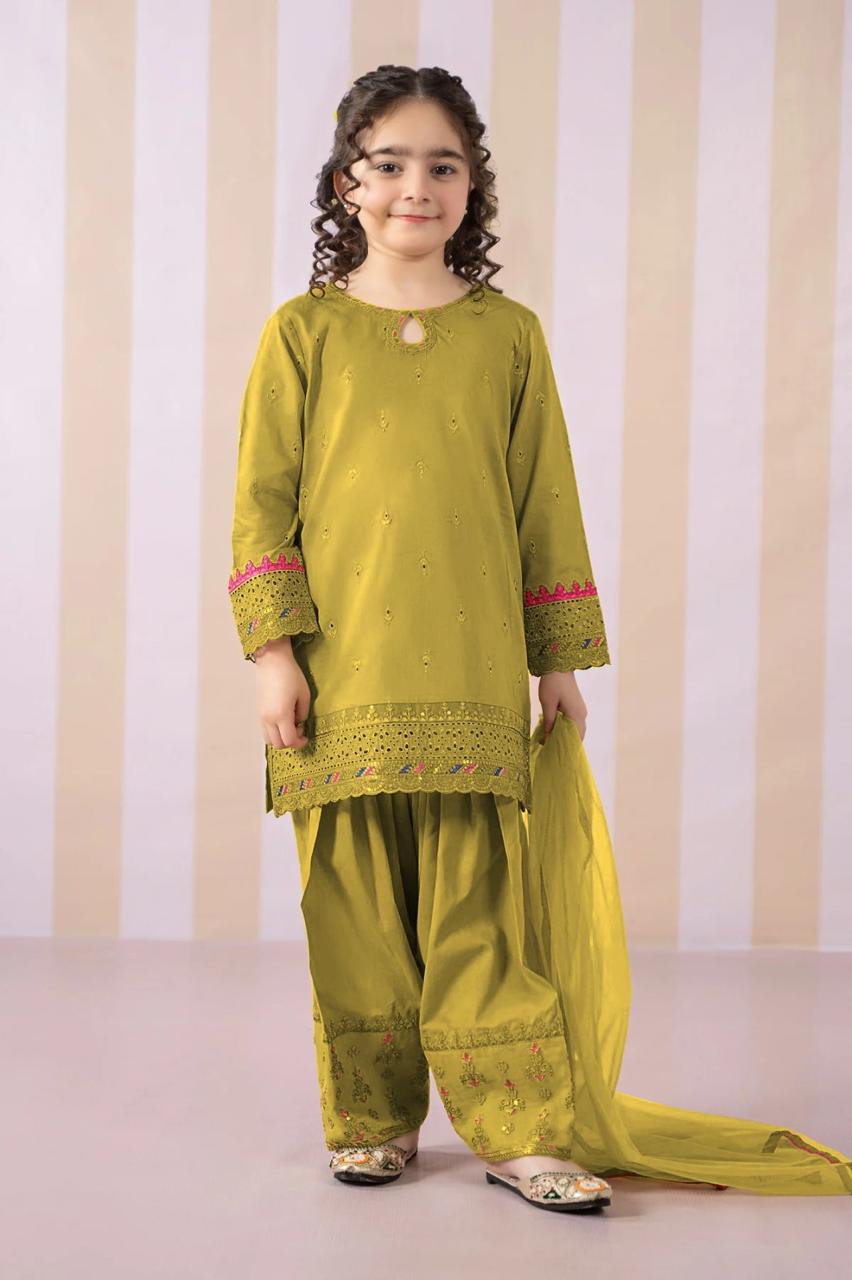 Kids 2-Piece Unstitched Embroidered Lawn Suit