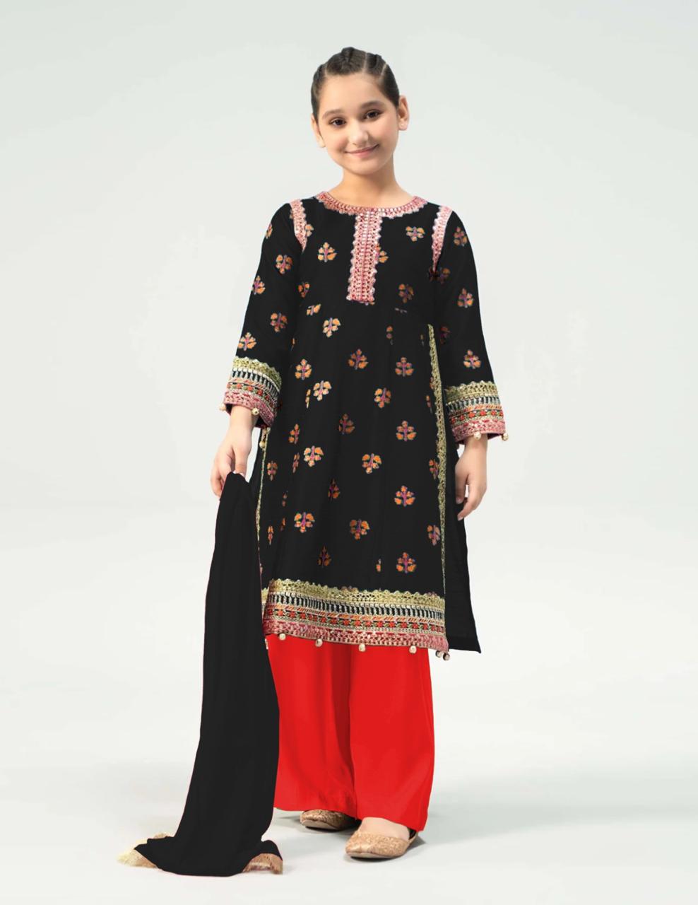 Kids 2-Piece Unstitched Embroidered Lawn Suit